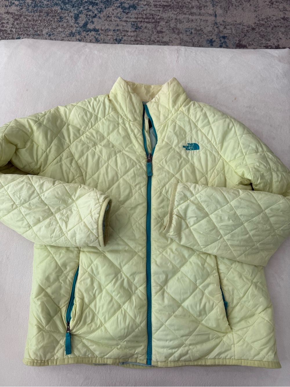 The North Face Women’s Size Small S/P Lime Green & Teal Puffer Jacket EUC